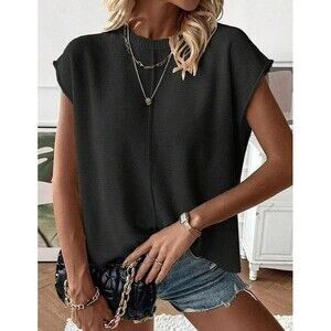 Zeagoo Sweater Top Crew Neck Sleeveless Casual Black Knit Womens Size Medium